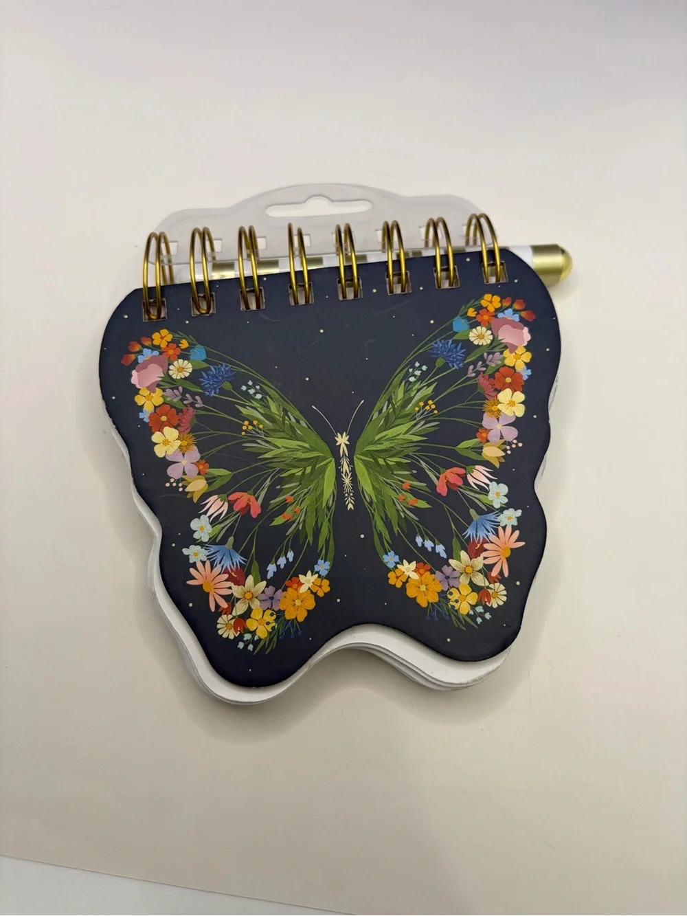 Butterfly Floral Spiral Notebook With Pen - Navy Cover - Picture 4 of 6